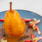 Poached Pears in Sweet Wine and Seasonal Fruits