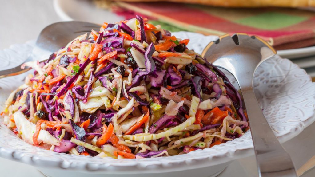 Cabbage Salad Duo with Currants, Carrots, and Almonds
