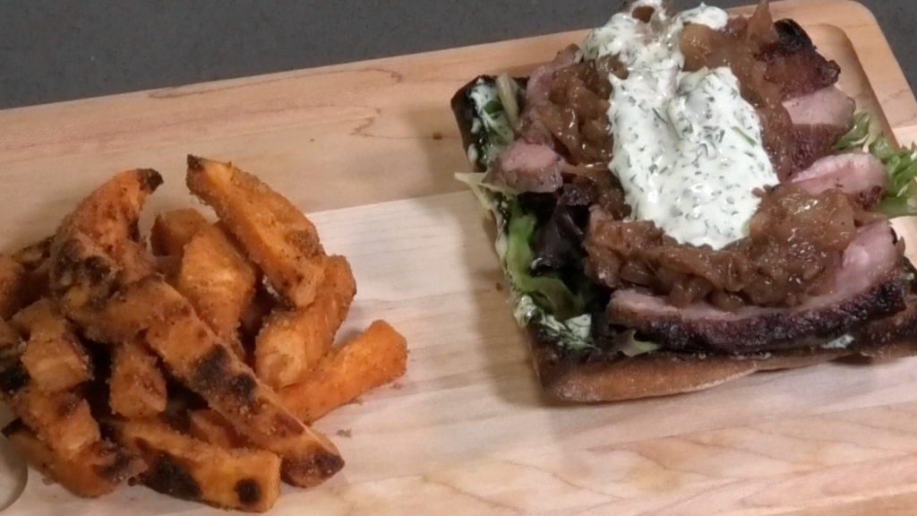 Open-Faced Chimichurri Steak Sandwich with Caramelized Onions